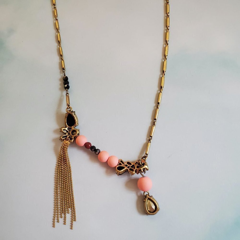 ✨ J.Crew Opal Rhinestones Tassel Crystal Fringe Necklace ✨ - Picture 9 of 9